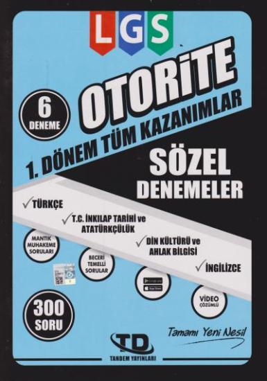 Lgs Otorite 1. Dönem Sözel Denemeler 6 Deneme 300 Soru