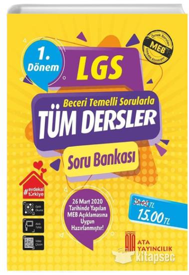 Ata Yayınları 8. Sınıf 1. Dönem Lgs Tüm Dersler Soru Bankası Ata