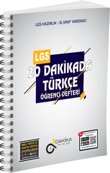 20 Dakikada 8. Sınıf LGS Türkçe Öğrenci Defteri Dakika Yayınları