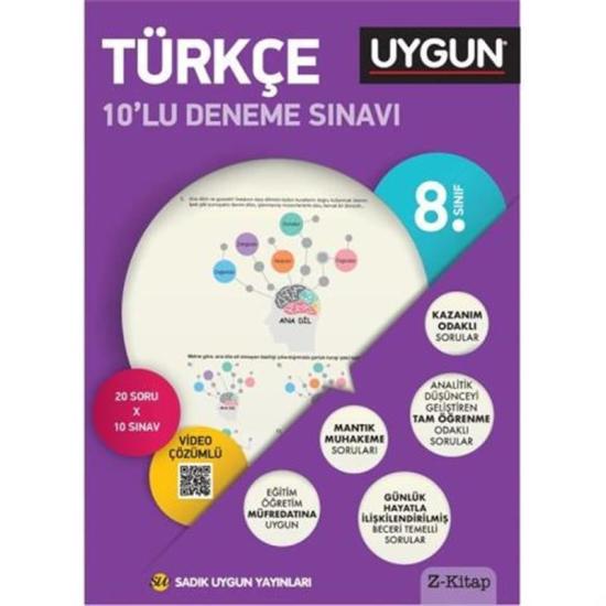 Sadık Uygun Yayınları 8. Sınıf Türkçe 10 Lu Deneme Sınavı