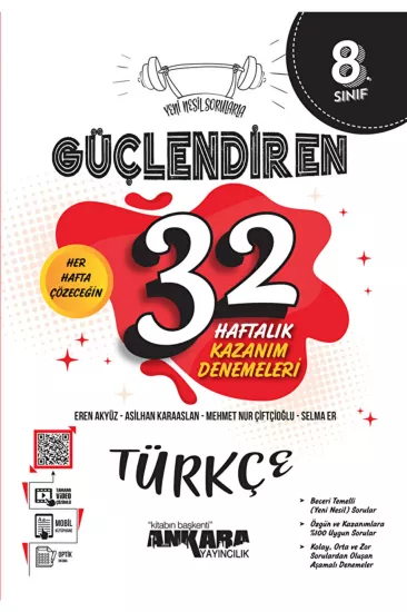 8. Sınıf Güçlendiren 32 Haftalık Türkçe Kazanım Denemeleri